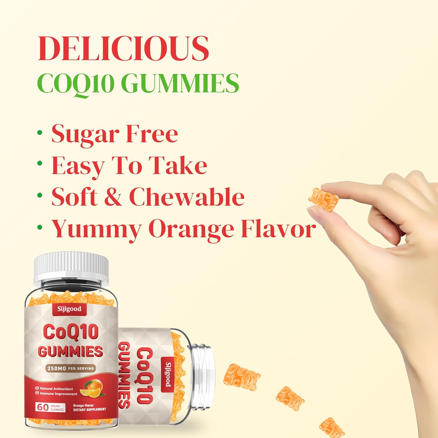 2 Pack CoQ10 Gummies with Omega-3, Vitamin E, B12, Magnesium, Zinc - Energy & Antioxidant Support - Sugar-Free Orange Flavor - 120 Gummies