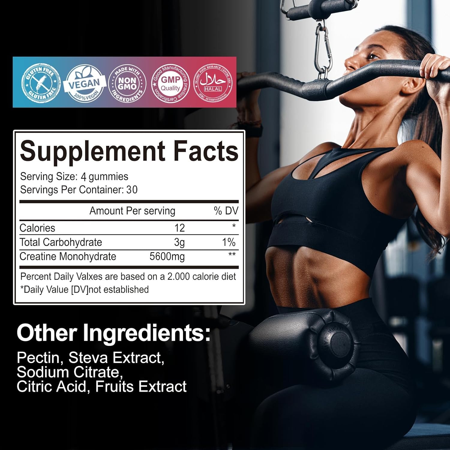 2 Pack Creatine Monohydrate Gummies 120 CT - 5000mg per Serving - Sugar Free Chewable for Muscle Strength & Energy Boost