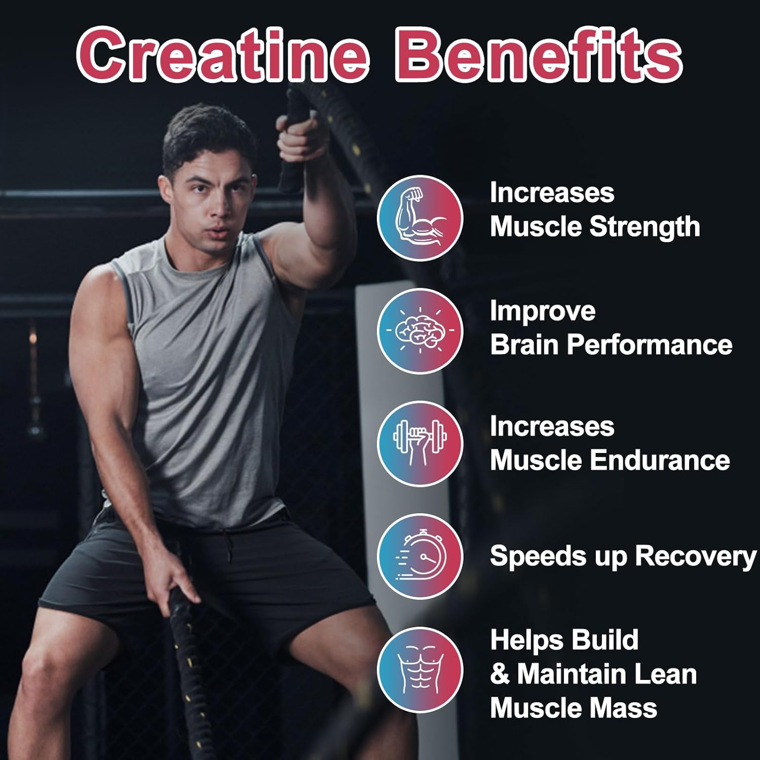 2 Pack Creatine Monohydrate Gummies 120 CT - 5000mg per Serving - Sugar Free Chewable for Muscle Strength & Energy Boost