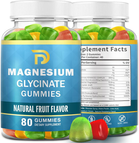 2-Pack DriRaych Magnesium Glycinate Gummies for Adults & Kids - Sleep Aid, Stress Relief, Muscle Relaxation - 400mg Chewables - Sugar Free Supplement with Potassium