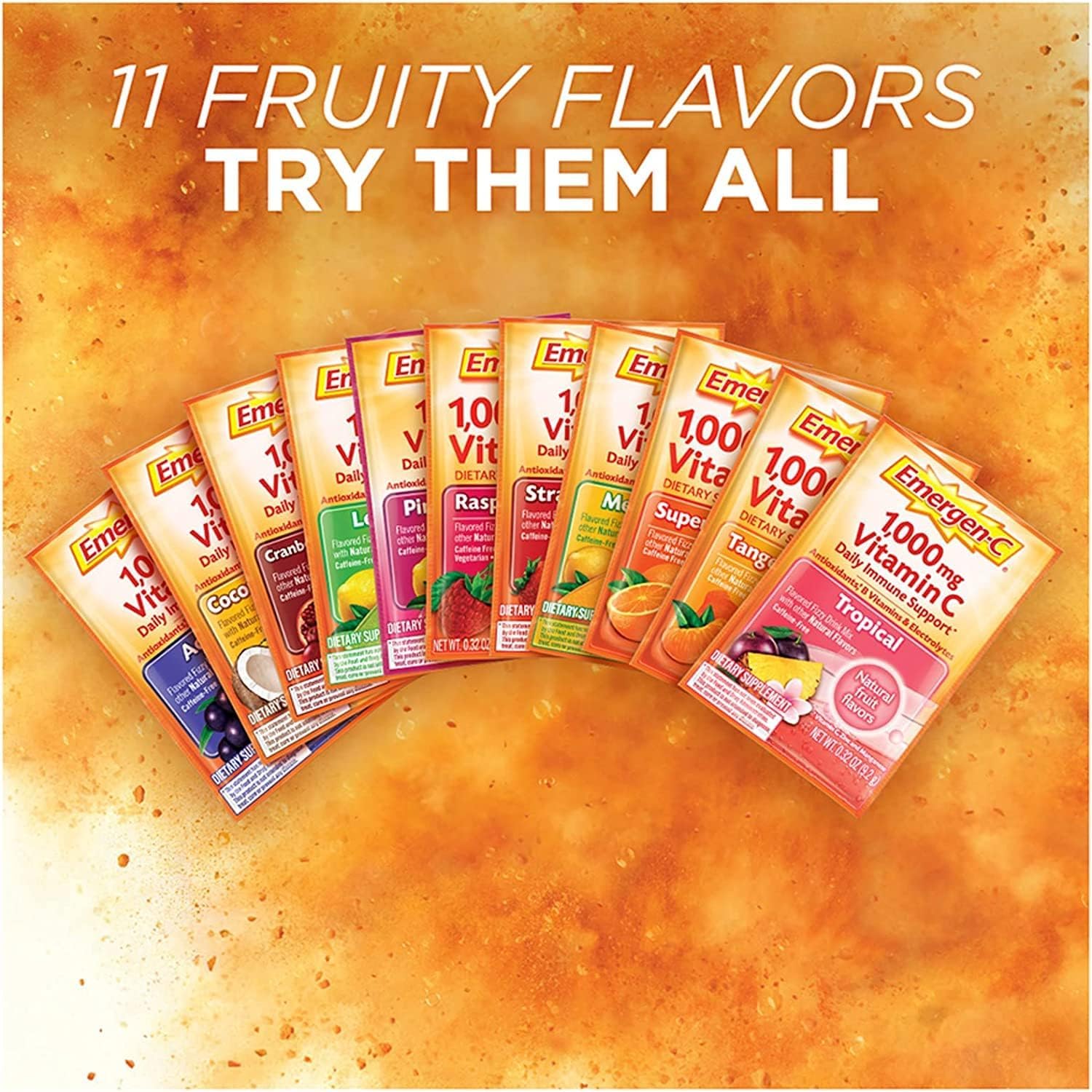 2 Pack Emergen-C Super Orange Vitamin C 1000MG 30-Count Immune Support Drink Mix