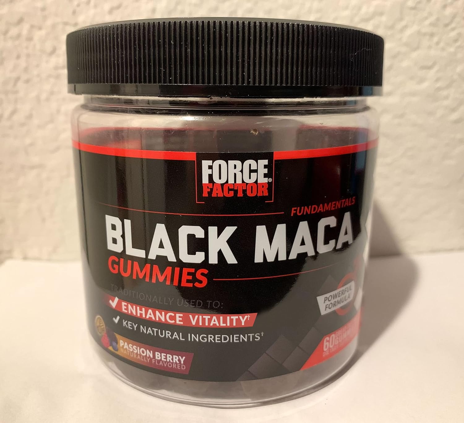 2-Pack Force Factor Black Maca Gummies with BioPerine for Male Vitality & Energy, Passion Berry Flavor - 120 Gummies