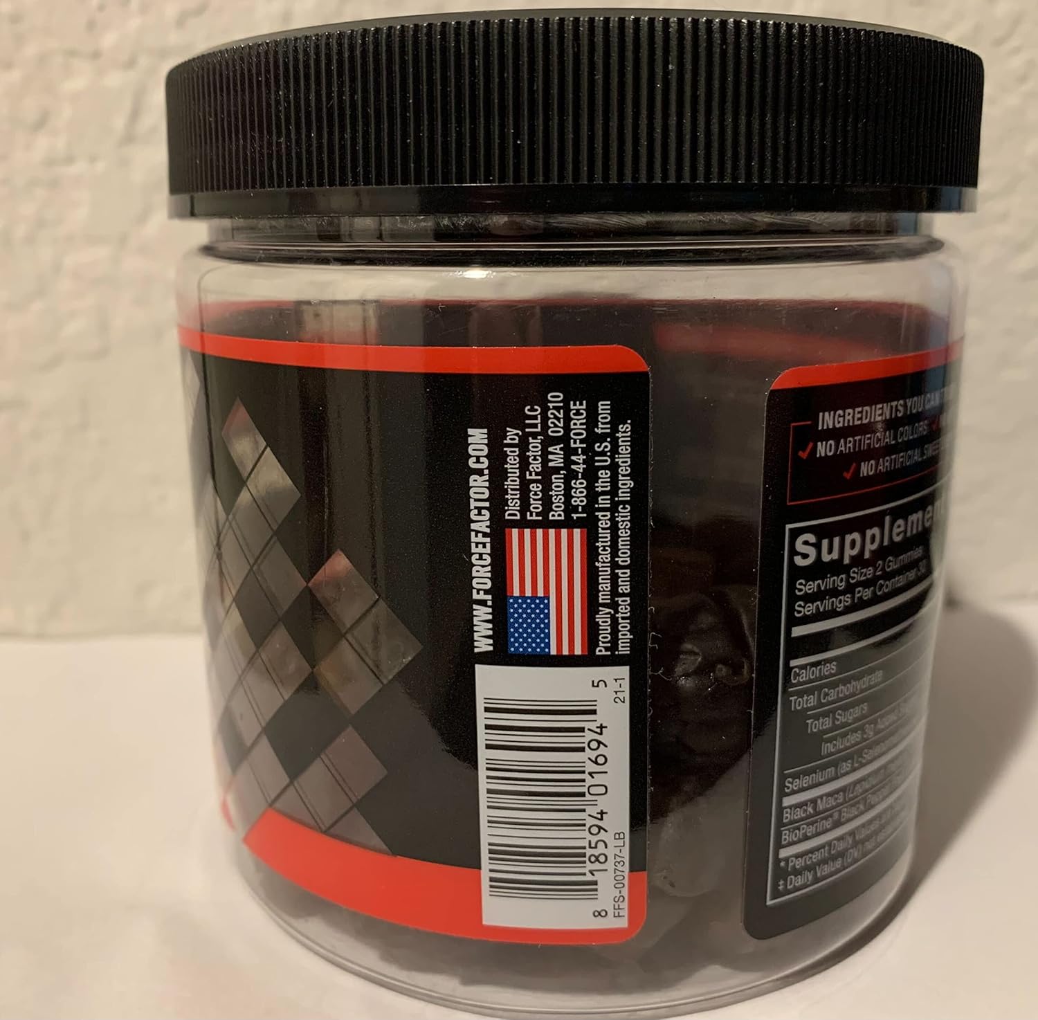 2-Pack Force Factor Black Maca Gummies with BioPerine for Male Vitality & Energy, Passion Berry Flavor - 120 Gummies