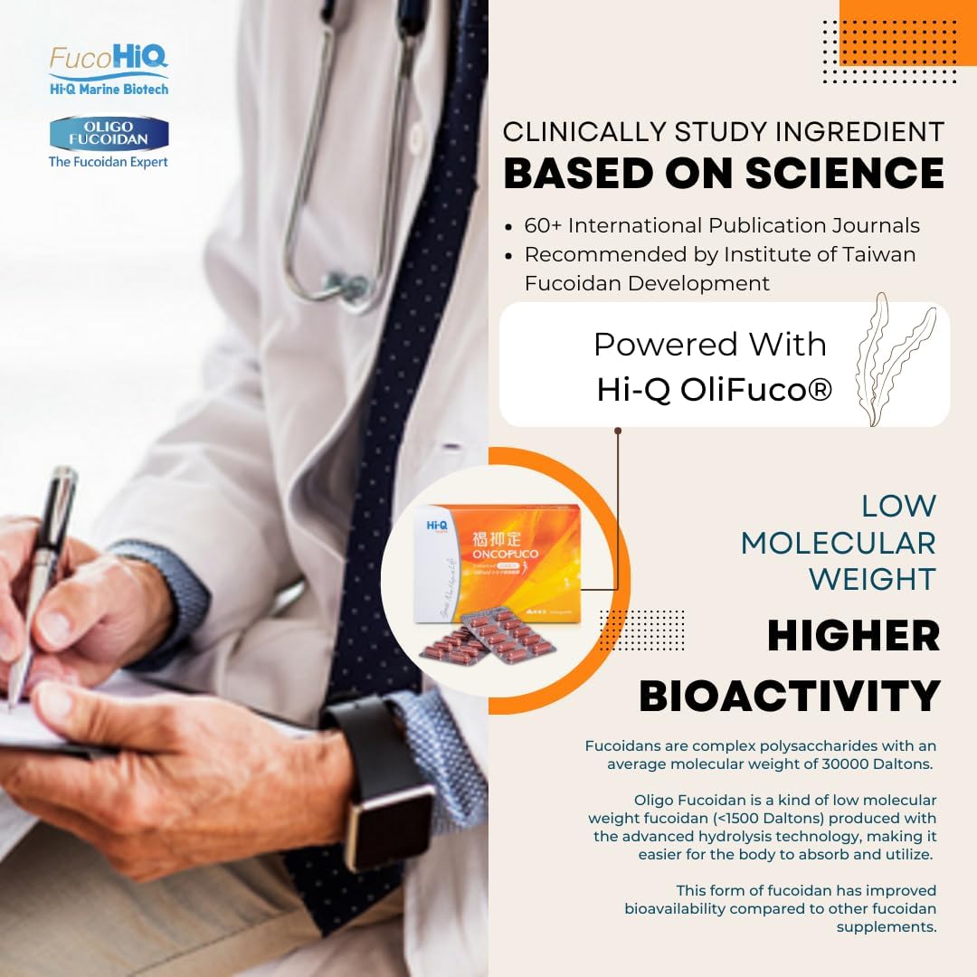 2 Pack Fucohiq Oligo Fucoidan Capsules - Doctor Recommended Immune Support Supplement - High Purity Seaweed Extract - Vegetarian - Halal Certified