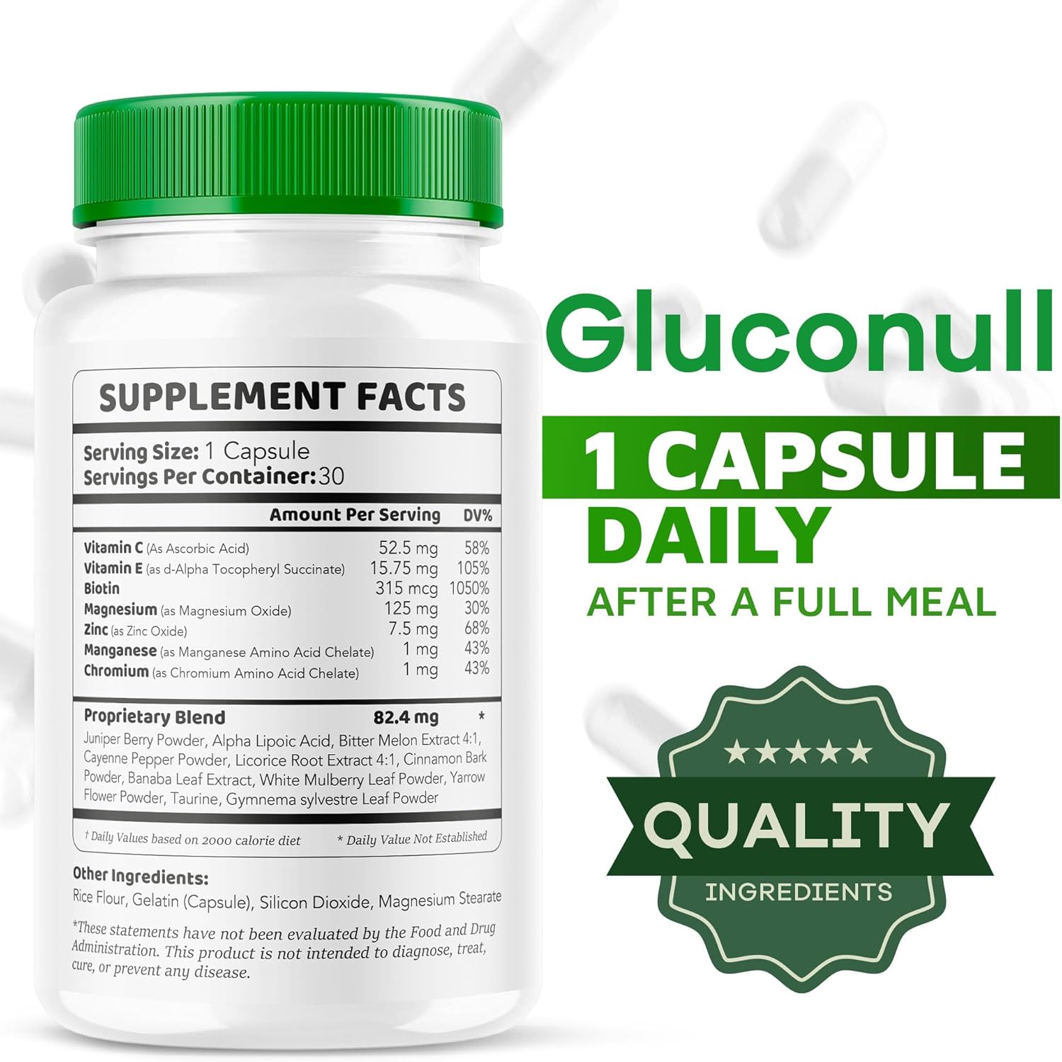 2 Pack Gluconull Caps - Advanced Blood Sugar Support Formula for Healthy Balance - 60 Capsules (2 Month Supply)