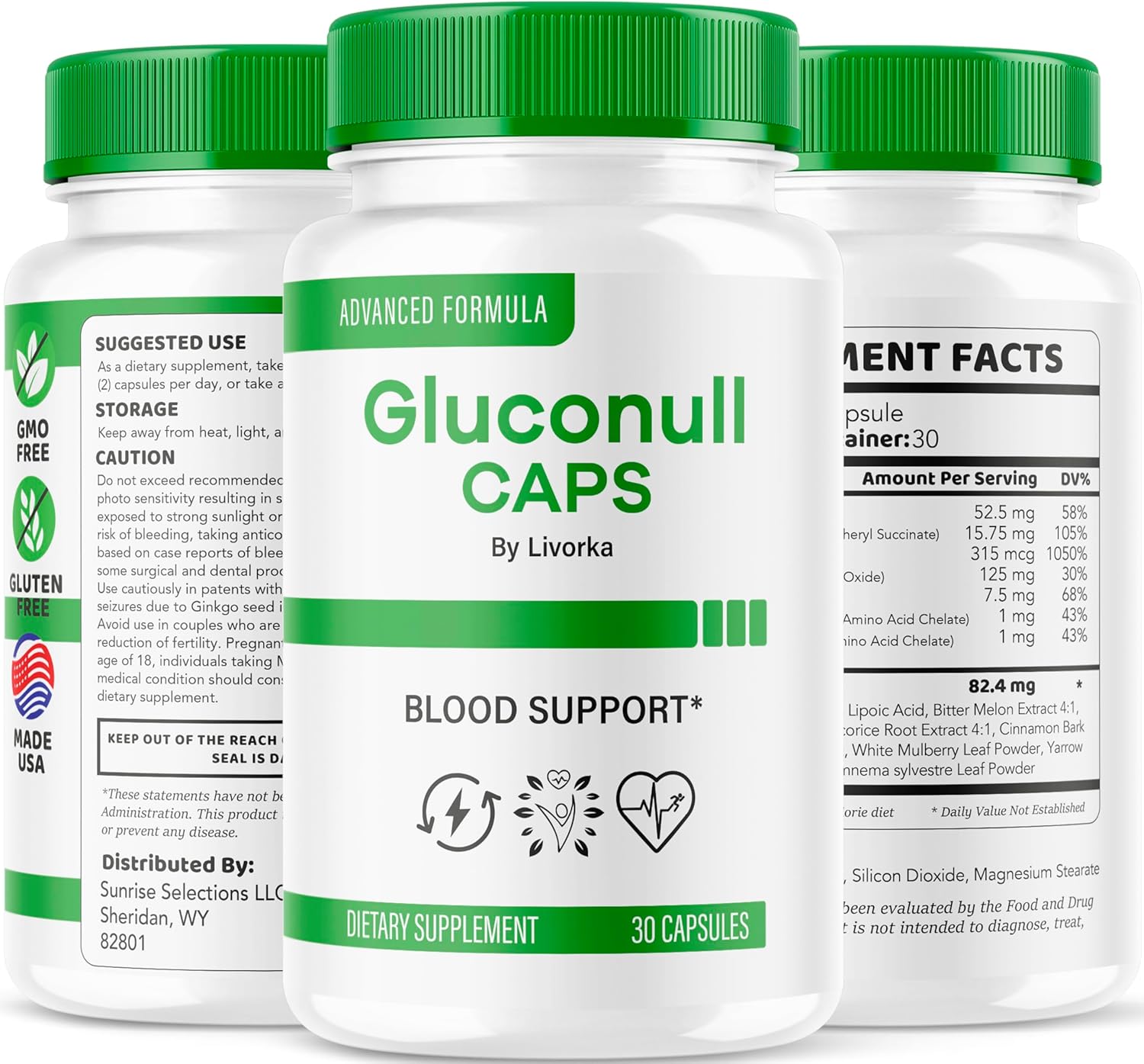 2 Pack Gluconull Caps - Advanced Blood Sugar Support Formula for Healthy Balance - 60 Capsules (2 Month Supply)
