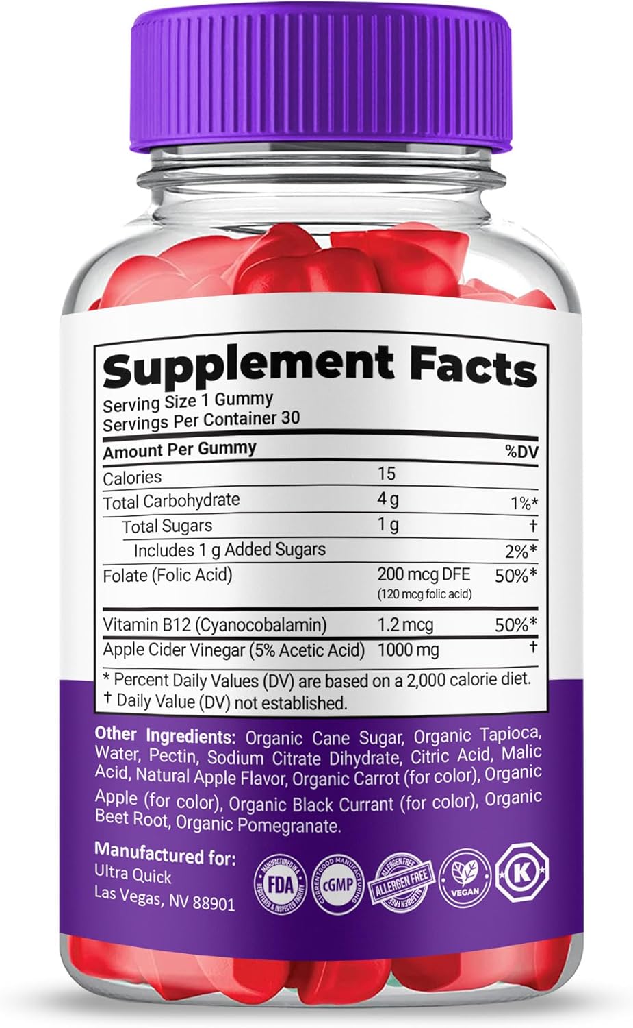 2 Pack Gold Nutra UltraQuick Max+ ACV Gummies - Higher Potency, Official Ultra Quick Max+ Gummies, 2X Stronger Apple Cider Vinegar Gummy, 2 Month Supply