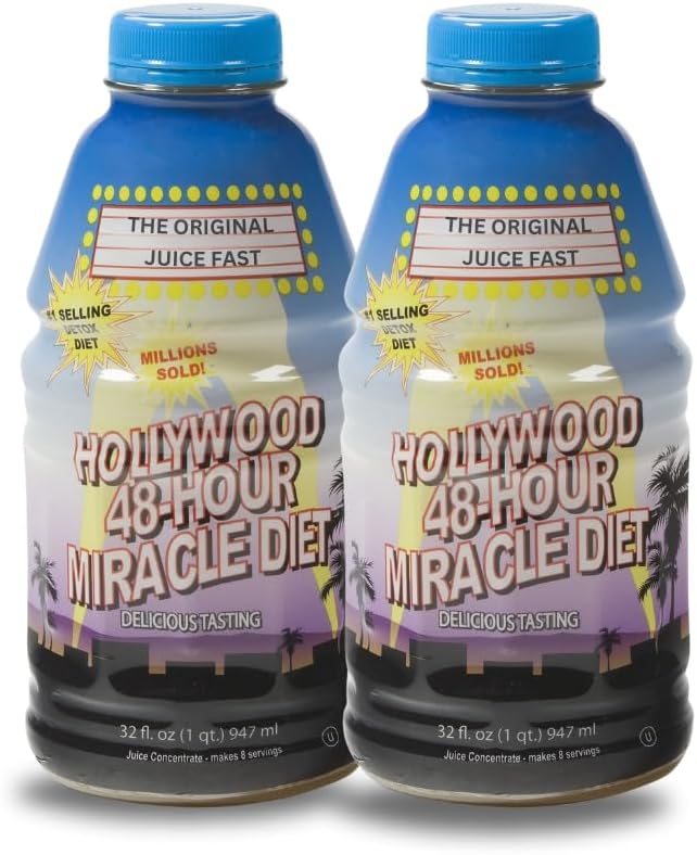 2-Pack Hollywood Diet 48-Hour Miracle Fruit Juice Cleanse for Weight Loss & Rejuvenation, Fast Acting Detox Drink - 32 Fl. Oz.