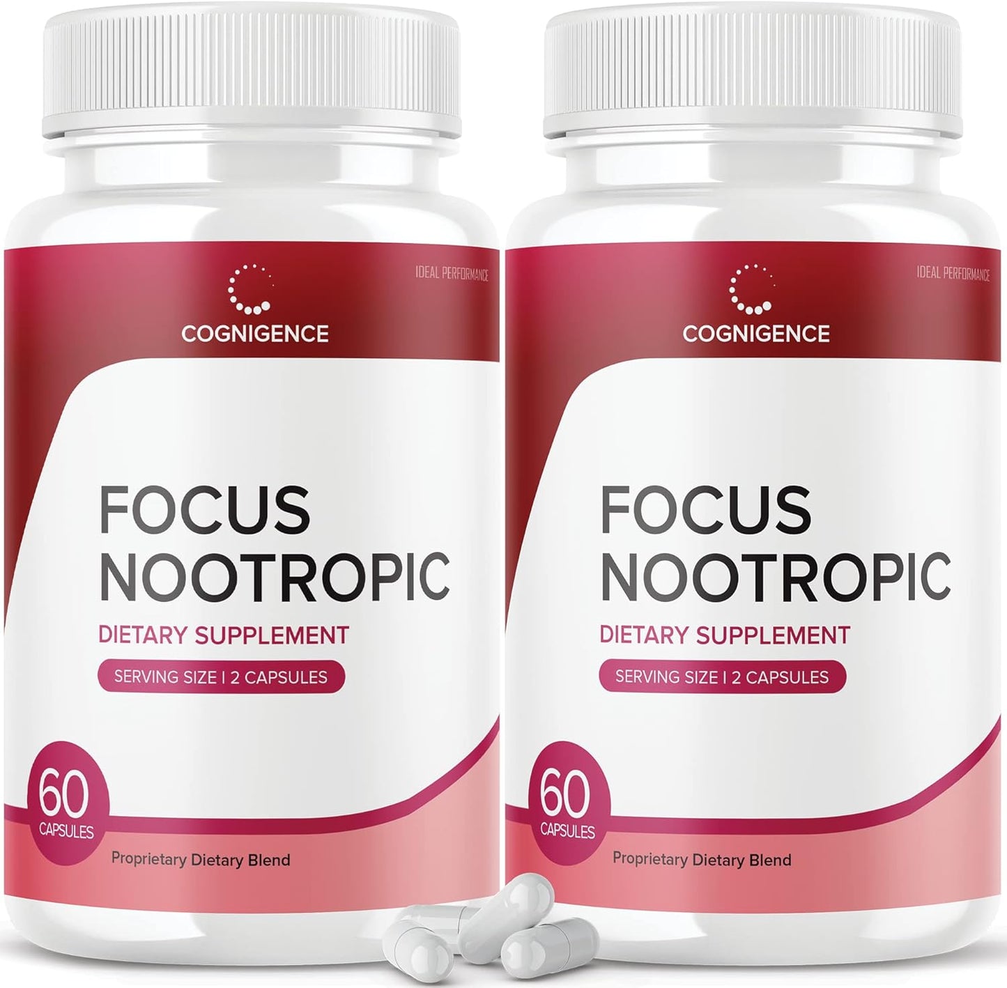 2 Pack Ideal Performance Cognigence Focus Nootropic Memory Booster Supplement Pills - 120 Capsules
