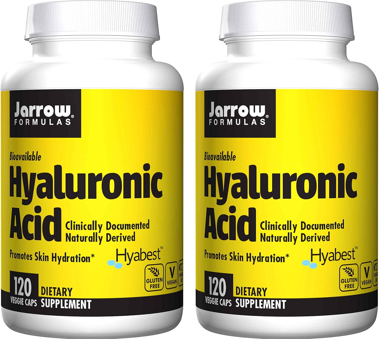 2-Pack Jarrow Formulas Hyaluronic Acid Dietary Supplement (240 Veggie Caps) - Naturally Derived Formula