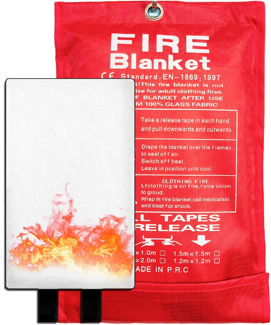 2 Pack JSE Emergency Fire Blanket 40" X 40" - Thickened Fiberglass, Flame Retardant for Kitchen and Home Safety