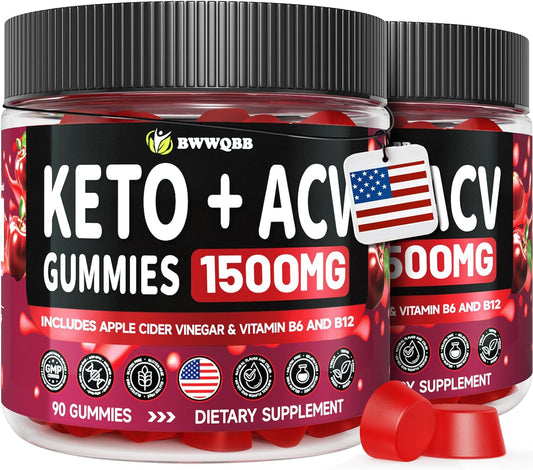 2 Pack Keto ACV Gummies - 180 Gelatin-Free Vegan Gummies with Pomegranate & Beetroot - 1500mg Advanced Formula - Natural Ingredients - Keto Drops Alternative