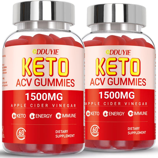 2 Pack Keto ACV Gummies 1500MG with Pomegranate Beet Juice & B12 - Vegan & Non GMO (120 Gummies)