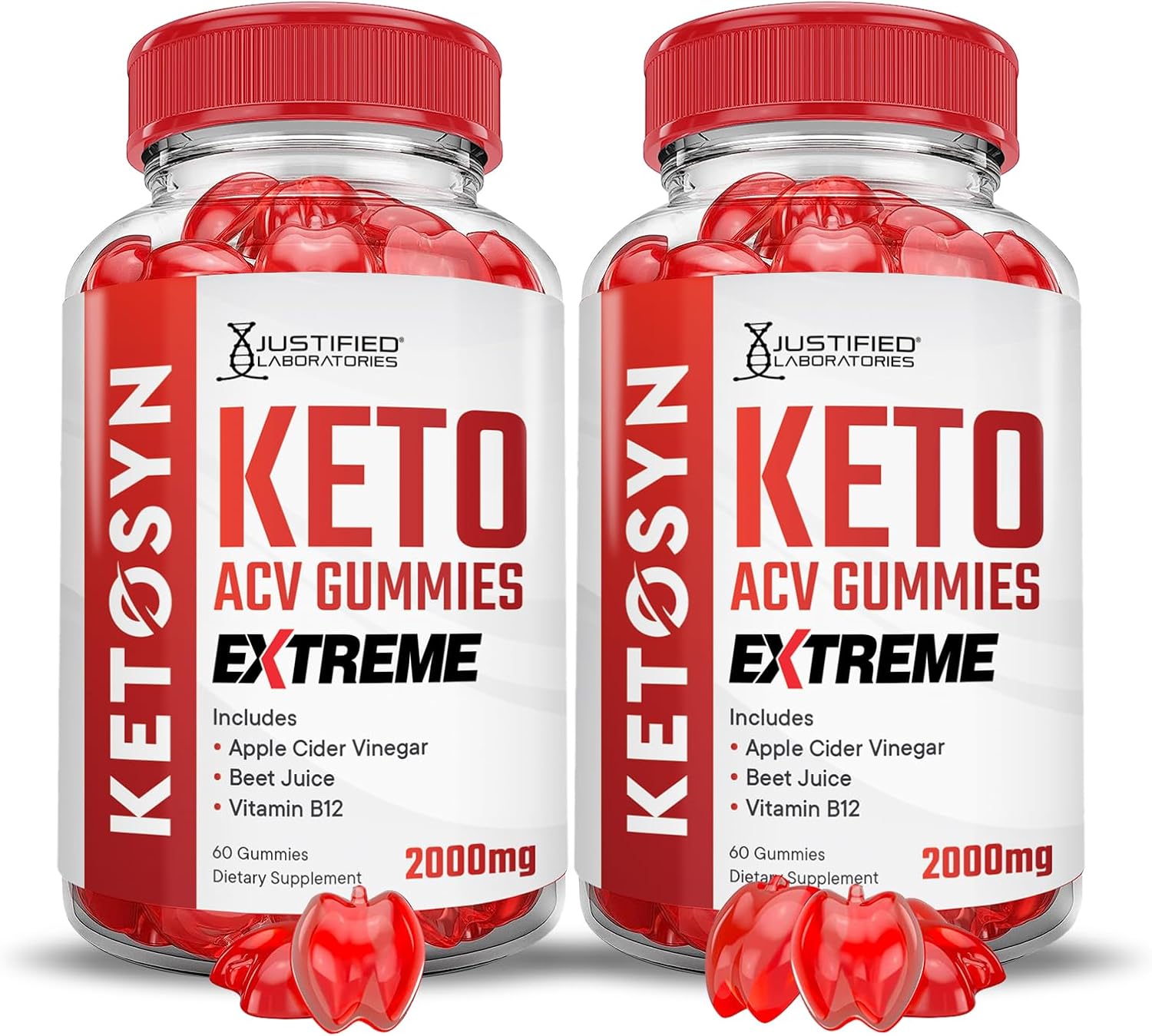 2 Pack Ketosyn Keto ACV Gummies Extreme 2000MG with Pomegranate Beet Juice Powder B12 - 120 Gummys, Vegan & Non GMO