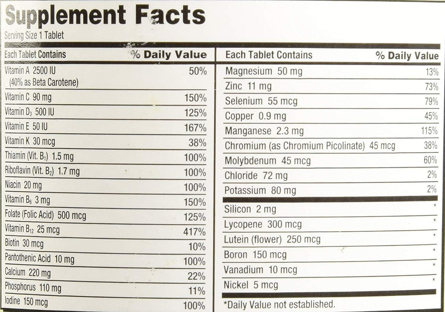 2 Pack Kirkland Signature Adult 50+ Multi Vitamins & Minerals - 400 Tablets