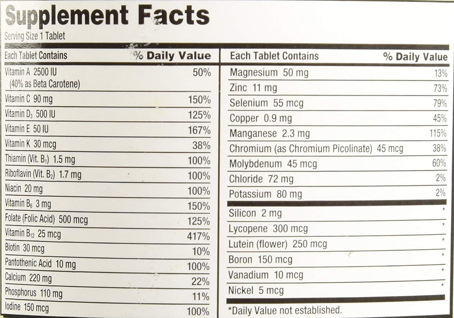 2 Pack Kirkland Signature Adult 50+ Multi Vitamins & Minerals - 400 Tablets