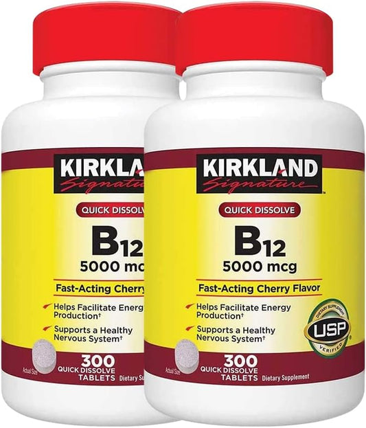 2 Pack Kirkland Signature B-12 5000 mcg Tablets - 300 Tablets total