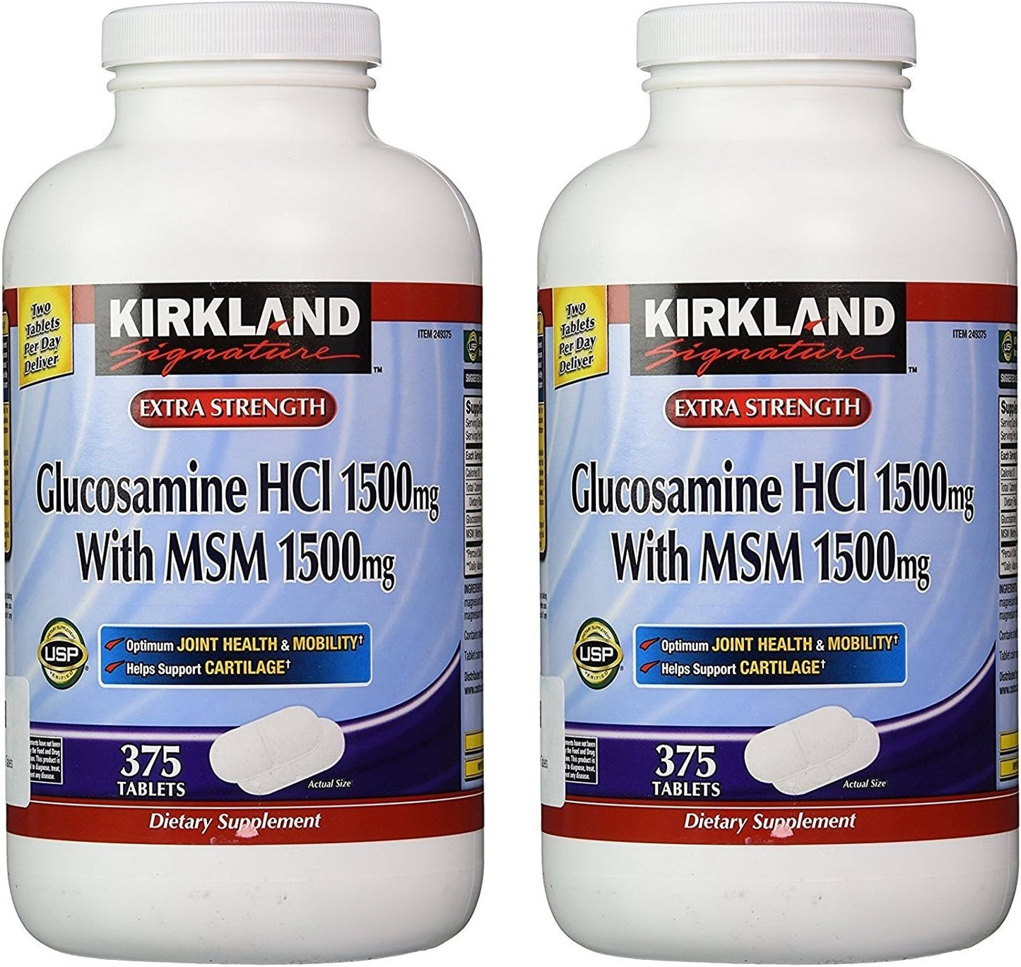 2 Pack Kirkland Signature Glucosamine with MSM - 375 Tablets