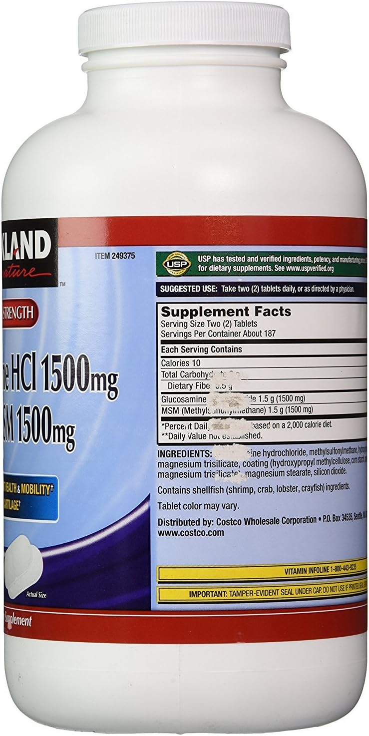 2 Pack Kirkland Signature Glucosamine with MSM - 375 Tablets