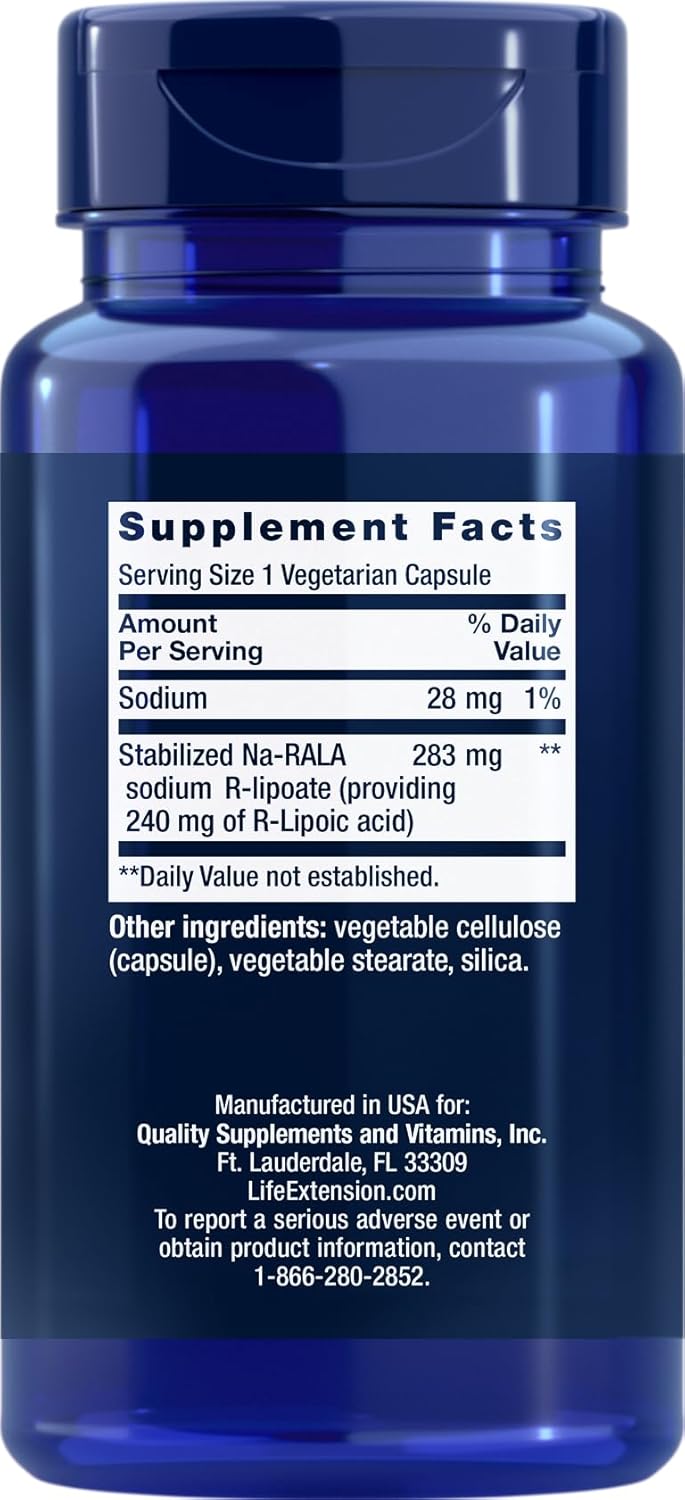 2 Pack Life Extension Super R-Lipoic Acid 240 mg, 60 Capsules, Vegetarian Formula