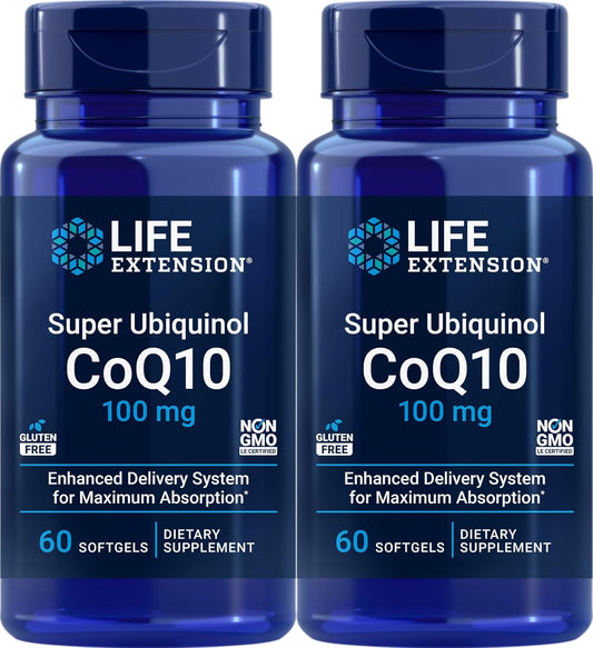 2-Pack Life Extension Super Ubiquinol CoQ10 100 mg Softgels for Enhanced Longevity
