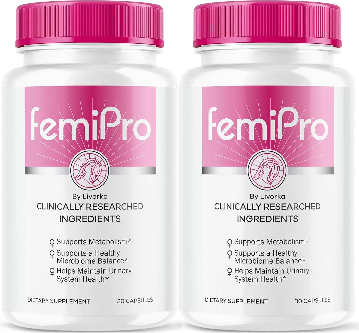 2 Pack LIVORKA FemiPro Bladder Support Capsules - Probiotic Supplement for Women, 60 Capsules (2 Month Supply)