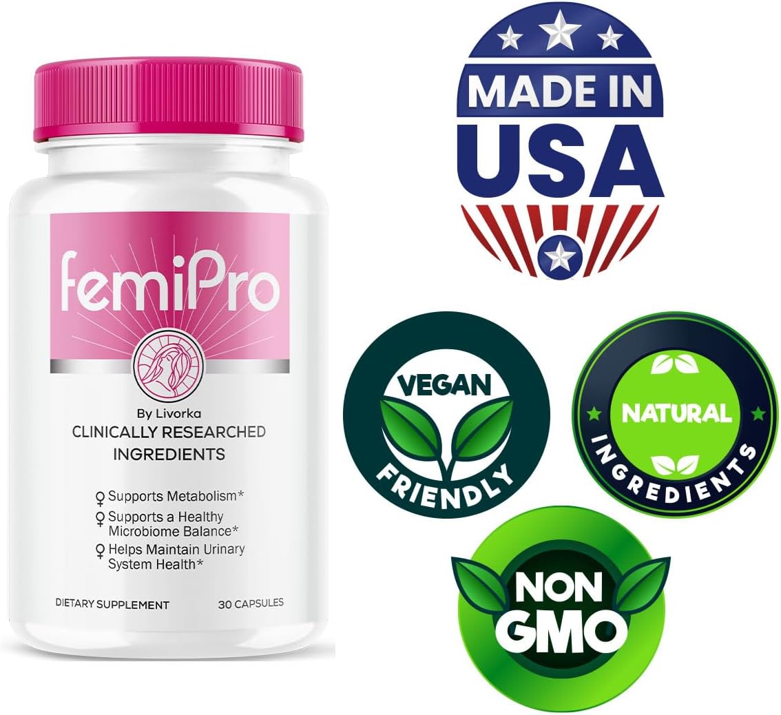 2 Pack LIVORKA FemiPro Bladder Support Capsules - Probiotic Supplement for Women, 60 Capsules (2 Month Supply)