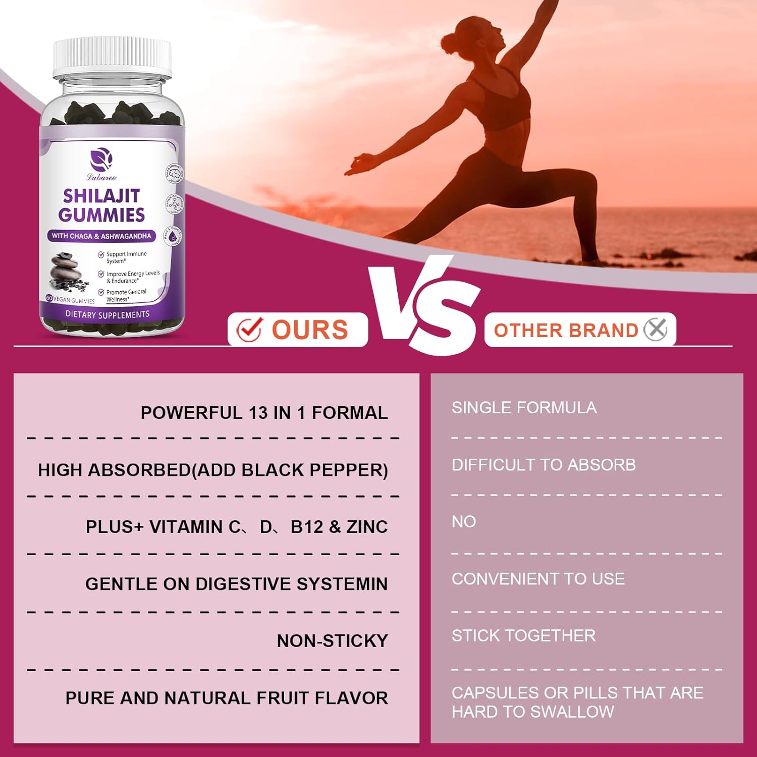 2 Pack Lukaree Shilajit Gummies with Black Seed Oil - Extra Strength Himalayan Resin Complex Chewables for Immunity - Men & Women's Supplement