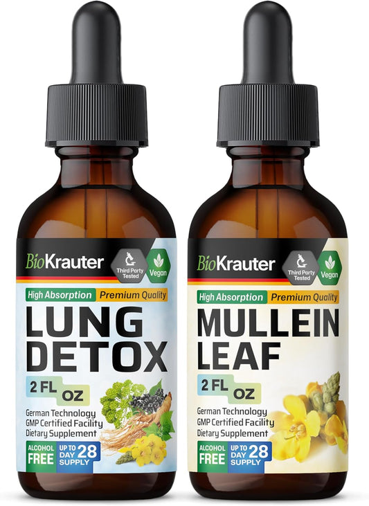 2-Pack Lung Detox and Mullein Tinctures - 2 Fl. Oz. each for Respiratory Health