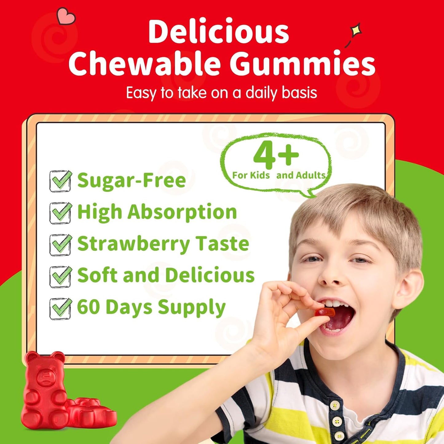 2 Pack Magnesium Gummies for Kids & Adults - ReviNutra Magnesium Glycinate and L-Threonate Formula