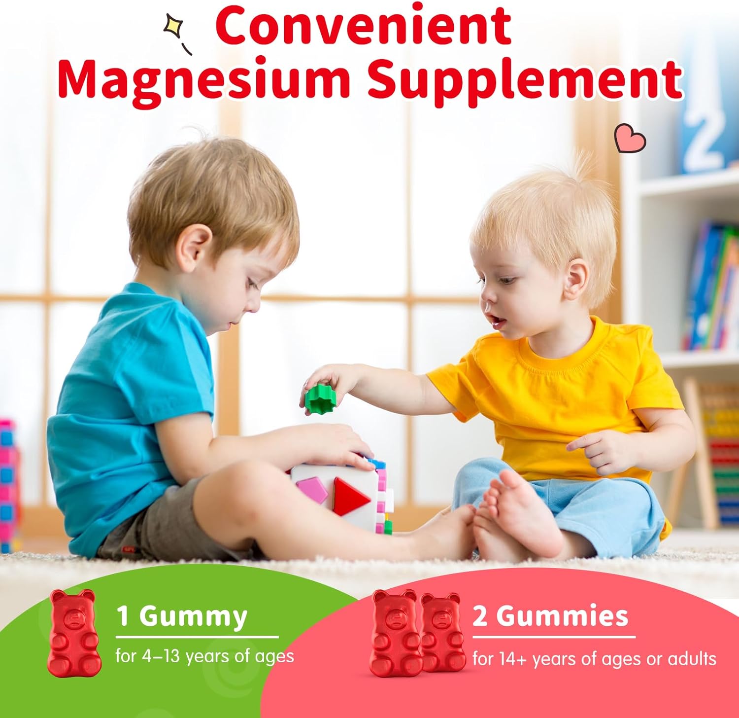 2 Pack Magnesium Gummies for Kids & Adults - ReviNutra Magnesium Glycinate and L-Threonate Formula