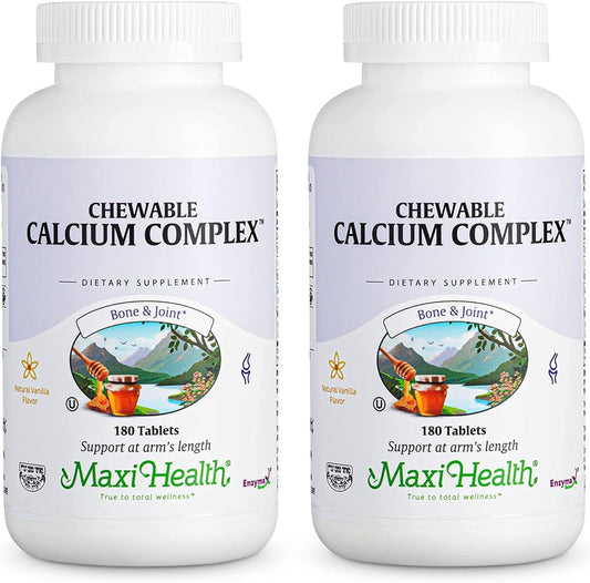 2 Pack Maxi Health Chewable Calcium Complex - 1000mg w/Vitamin D3 & Magnesium - 180 Count Chews for Bone, Teeth, and Joint Support