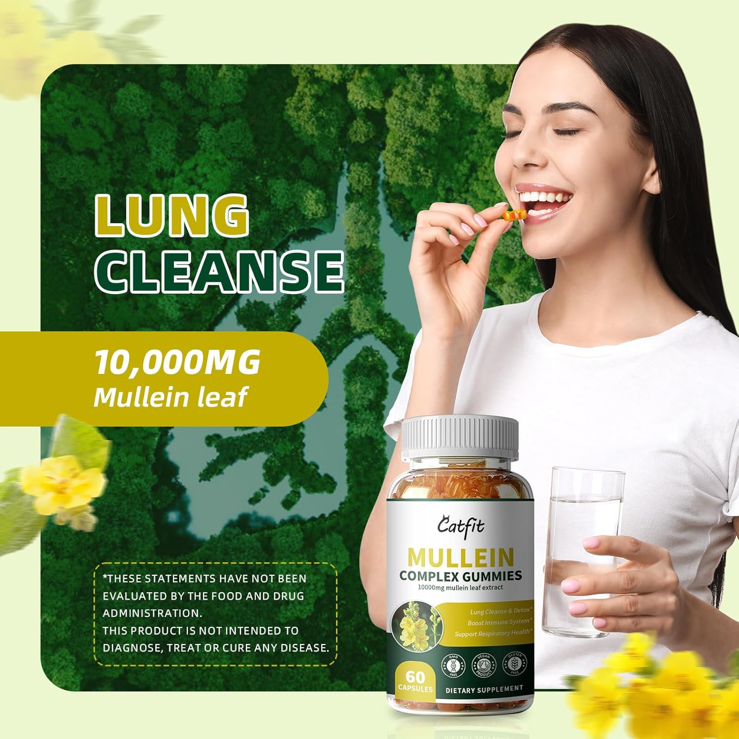2 Pack Mullein Gummies and Drops for Lung Health - Mullein Leaf Extract for Respiratory Support