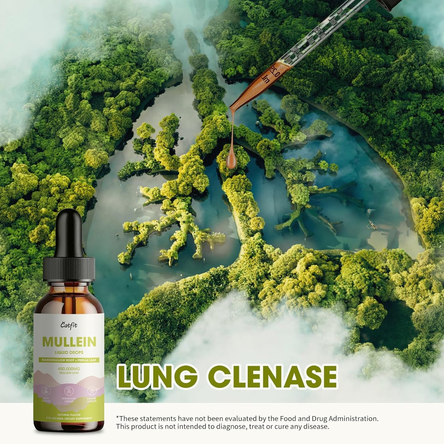 2 Pack Mullein Gummies and Drops for Lung Health - Mullein Leaf Extract for Respiratory Support