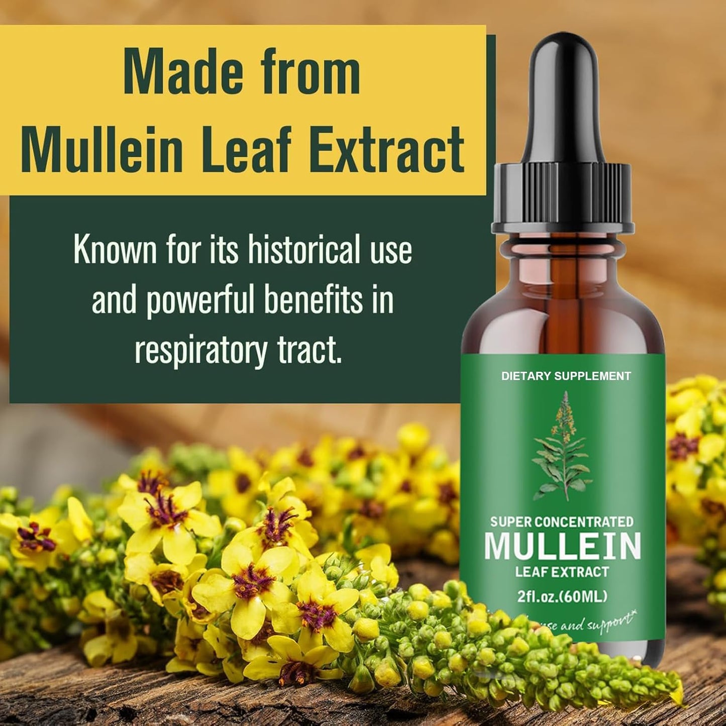2-Pack Mullein Leaf Extract Drops - Lung Cleanse Support Tincture, Non-GMO & Vegetarian - Respiratory Function for Healthy Breathing