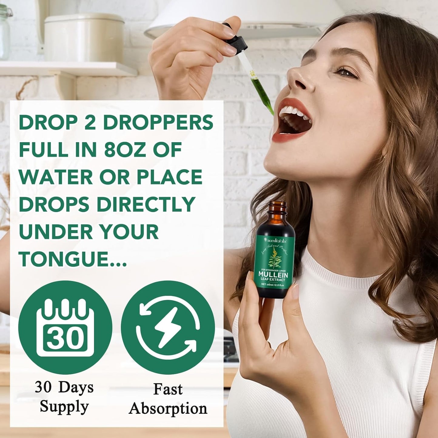 2-Pack Mullein Leaf Extract Drops with Chlorophyll for Lung Support