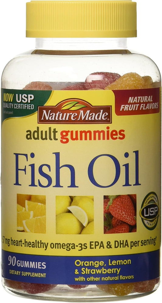 2-Pack Nature Made Fish Oil Adult Gummies - Orange Lemon & Strawberry Banana, 90 Count Each