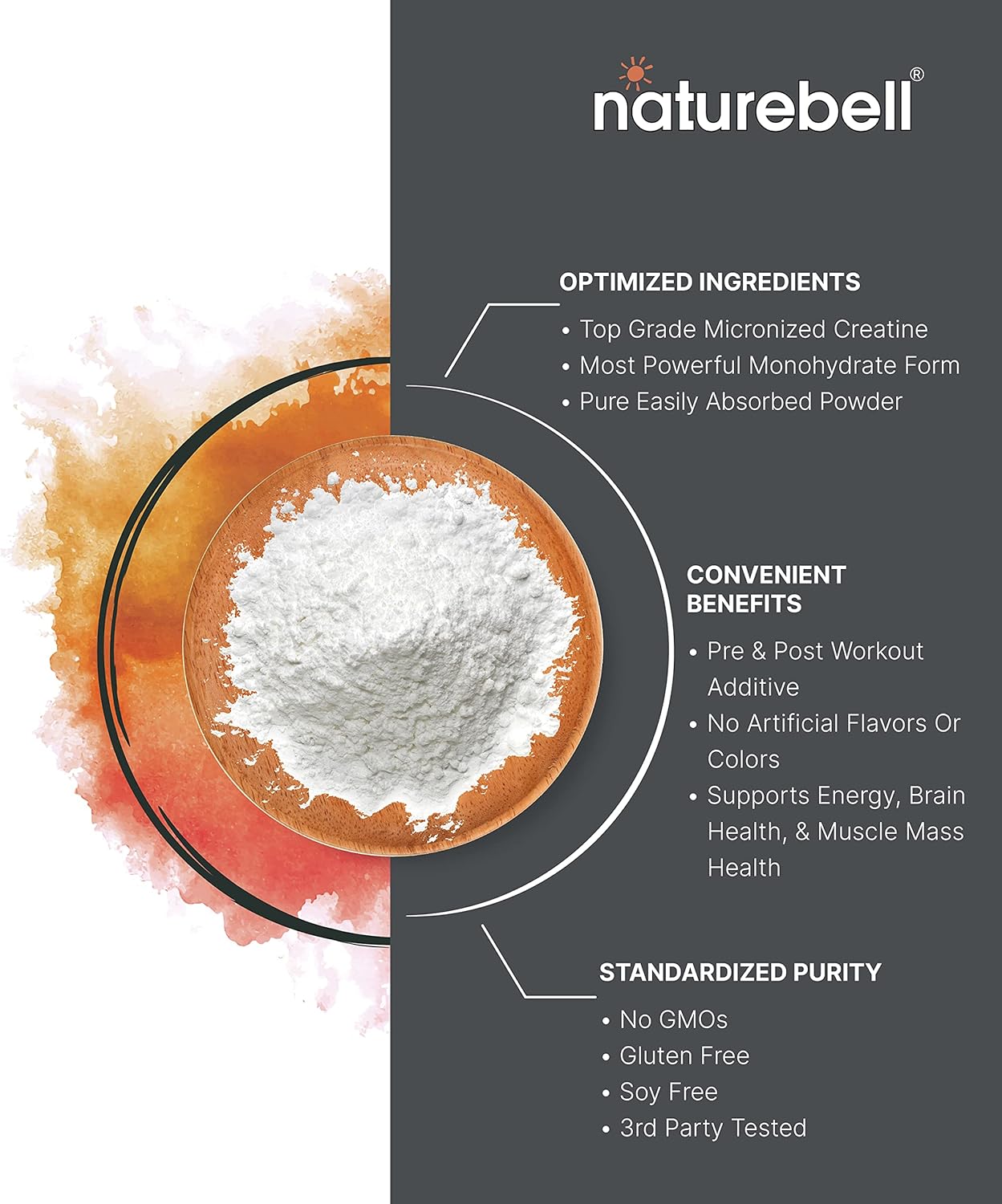 2 Pack NatureBell Creatine Monohydrate Powder - 500g, 5000mg Per Serving, Micronized, Unflavored - Pre Workout, Keto, Vegan - Easy Dissolve, No Fillers