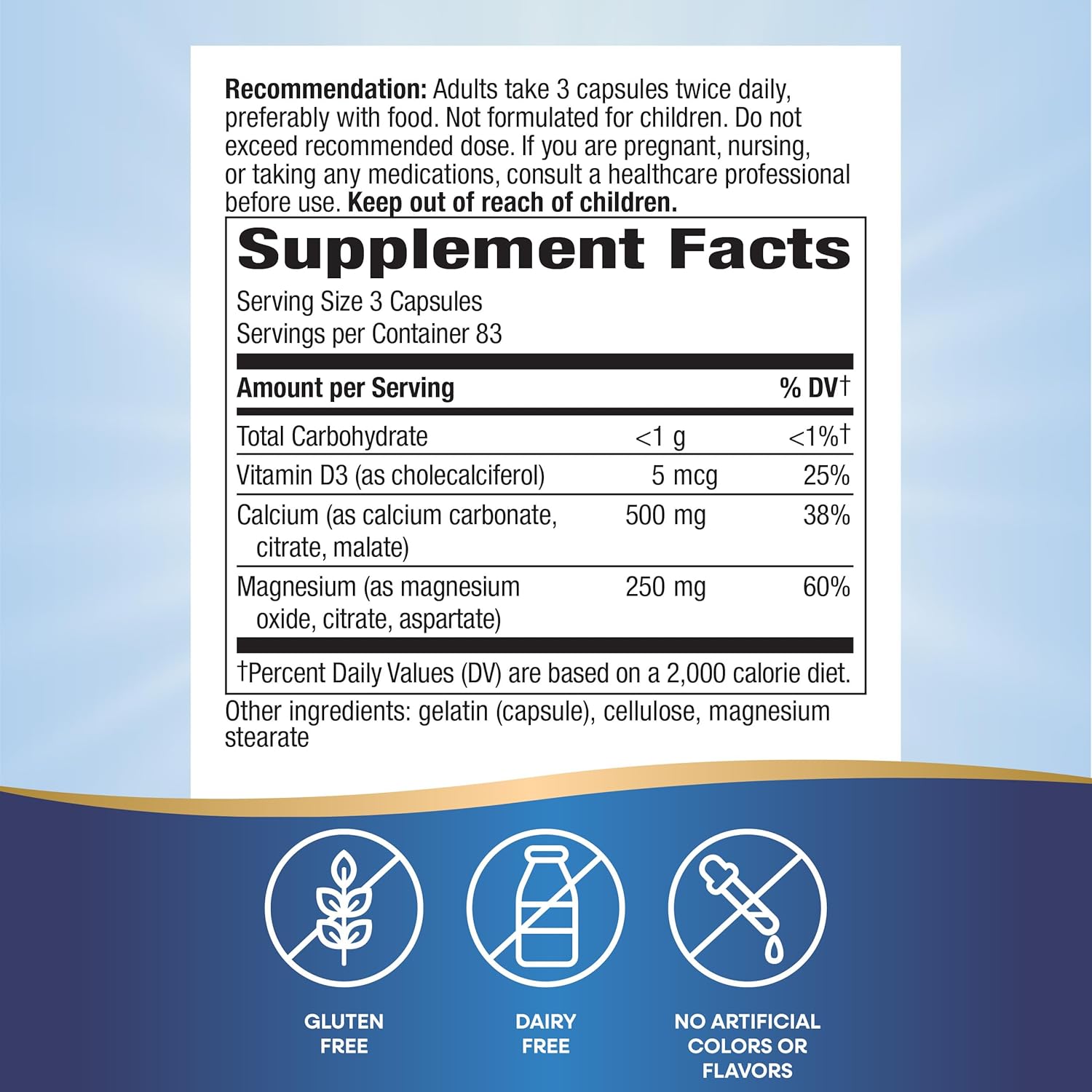 2 Pack Nature's Way Calcium Magnesium & Vitamin D3 Complex Capsules for Healthy Bones, Teeth, and Muscle Function - Gluten Free, 500 Capsules Total