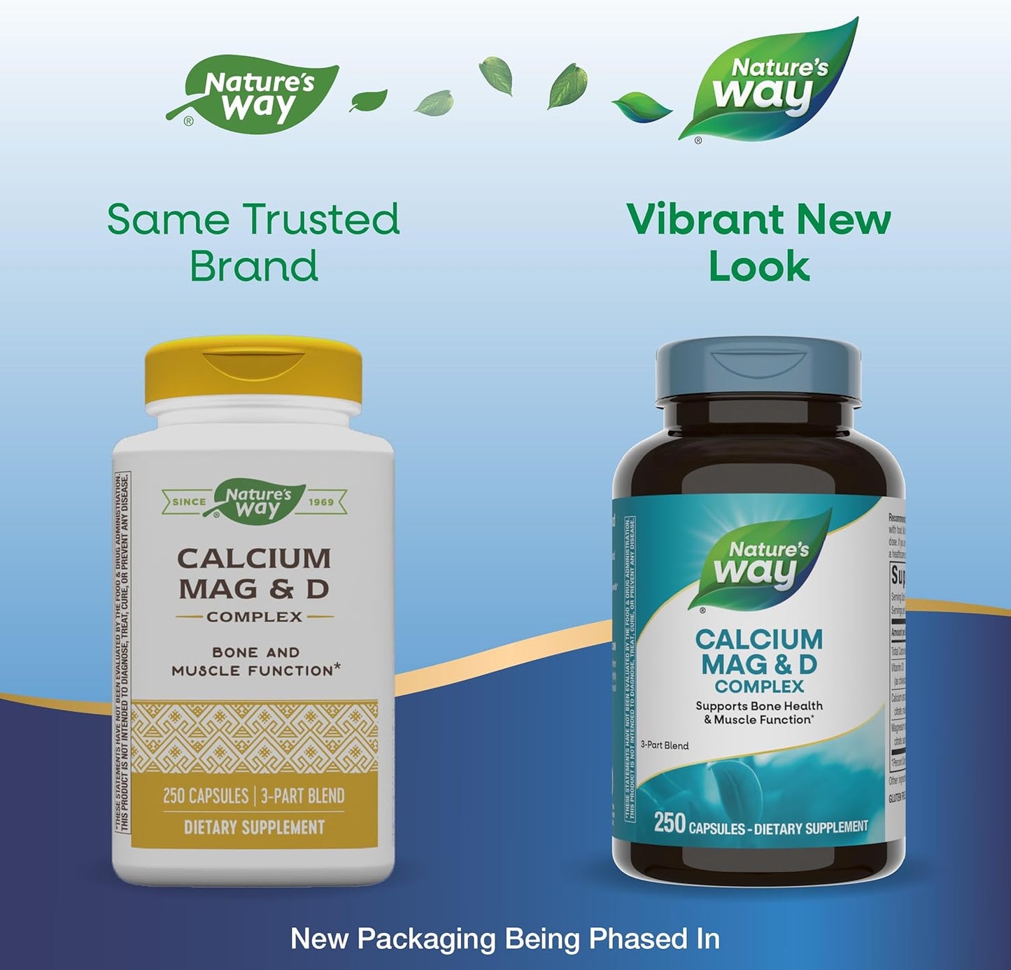 2 Pack Nature's Way Calcium Magnesium & Vitamin D3 Complex Capsules for Healthy Bones, Teeth, and Muscle Function - Gluten Free, 500 Capsules Total