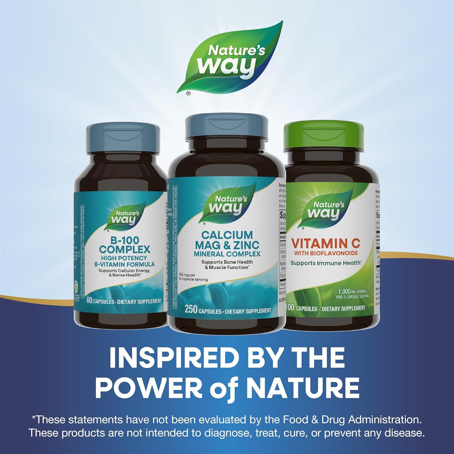 2 Pack Nature's Way Calcium Magnesium Zinc Mineral Complex 250 Capsules - Bone & Muscle Health, Immune Support