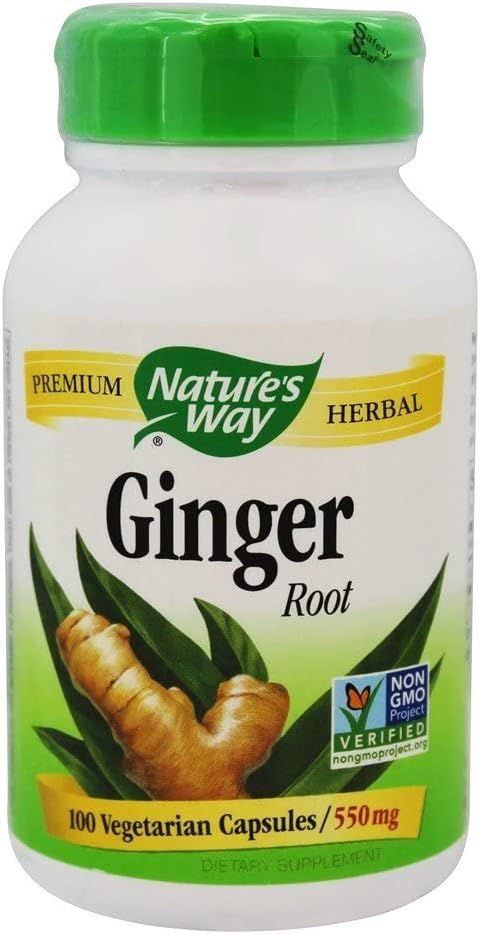 2 Pack Nature's Way Premium Herbal Ginger Root Digestive Support 550 mg 100 Vegetarian Capsules