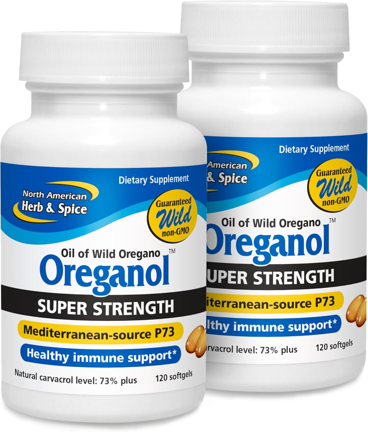 2-Pack North American Herb & Spice Oreganol P73 Softgels - Immune System Support - Non-GMO, Vegan - 240 Servings