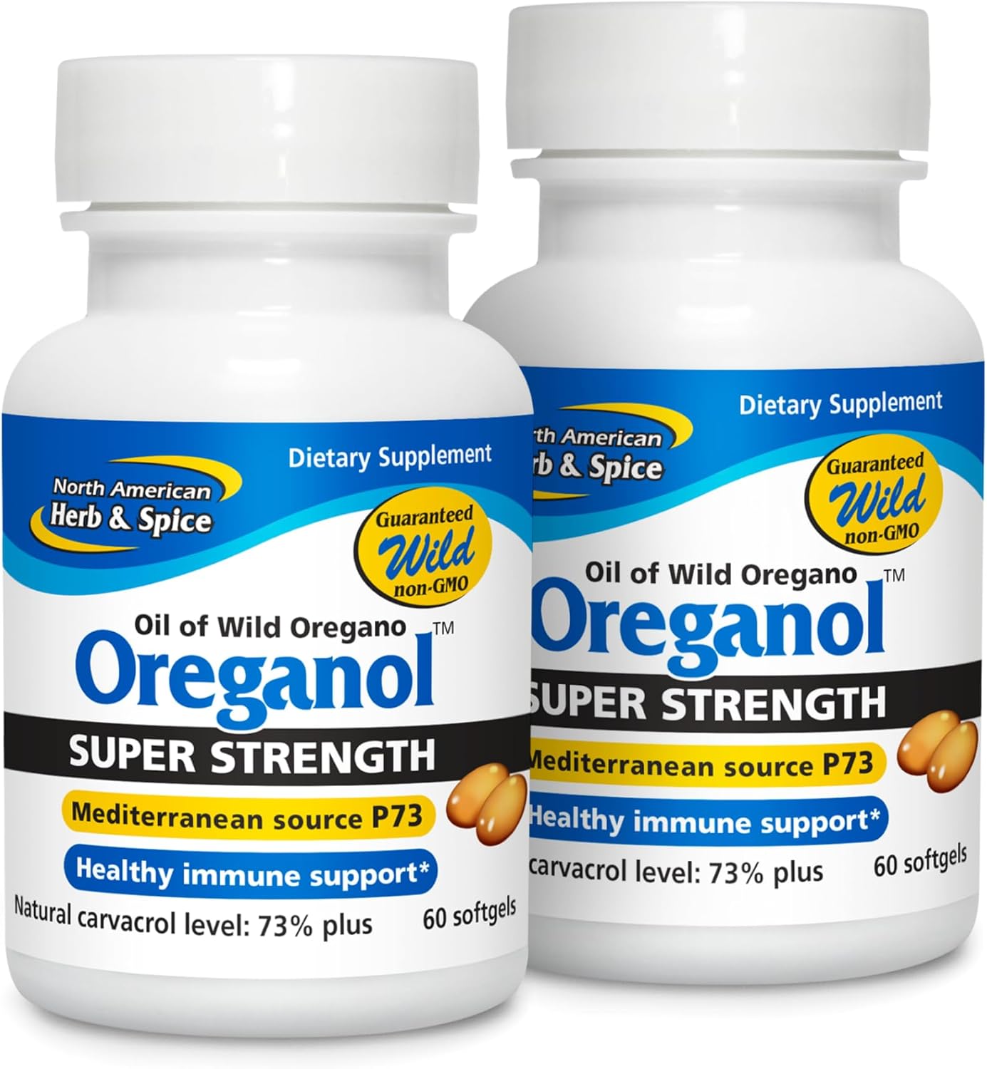2-Pack North American Herb & Spice Super Strength Oreganol P73 Softgels - Immune Support, Vegan, Non-GMO - 120 Servings
