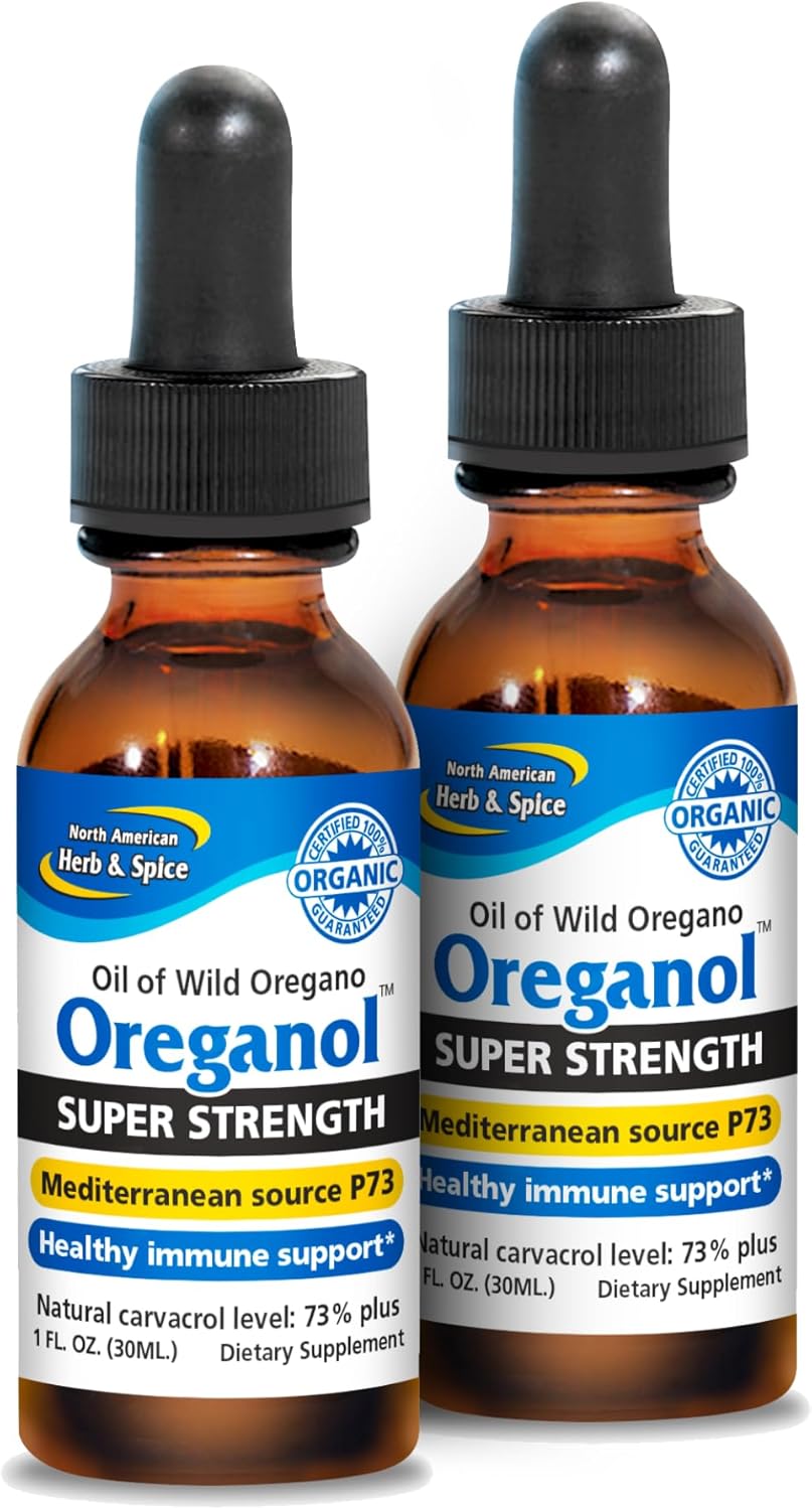 2-Pack North American Herb & Spice Super Strength Oreganol P73 - 1 fl oz each - Certified Organic Immune Support - Non-GMO - 864 Servings