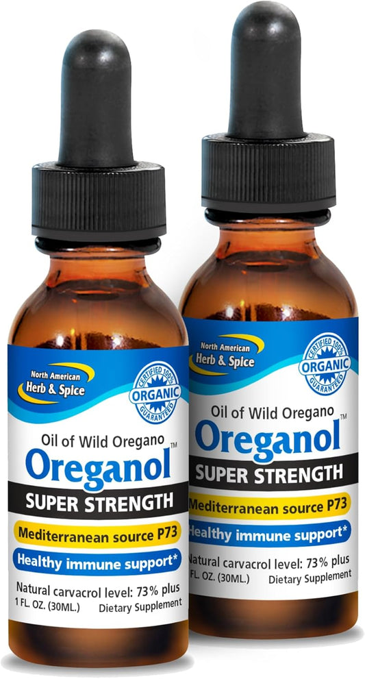2-Pack North American Herb & Spice Super Strength Oreganol P73 - 1 fl oz each - Certified Organic Immune Support - Non-GMO - 864 Servings