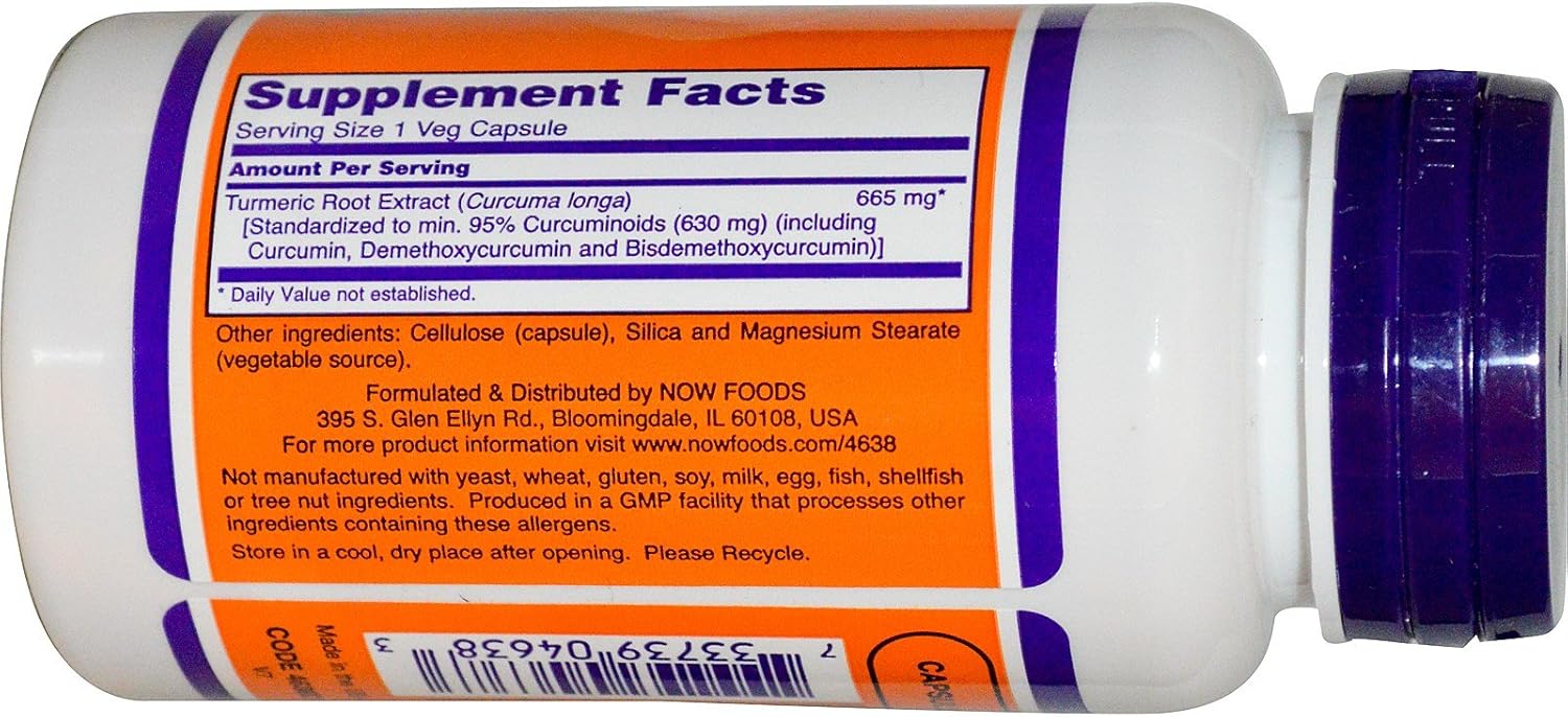 2-Pack NOW Foods Curcumin 60 VegiCapsules - Natural Turmeric Supplement for Joint Support and Overall Health