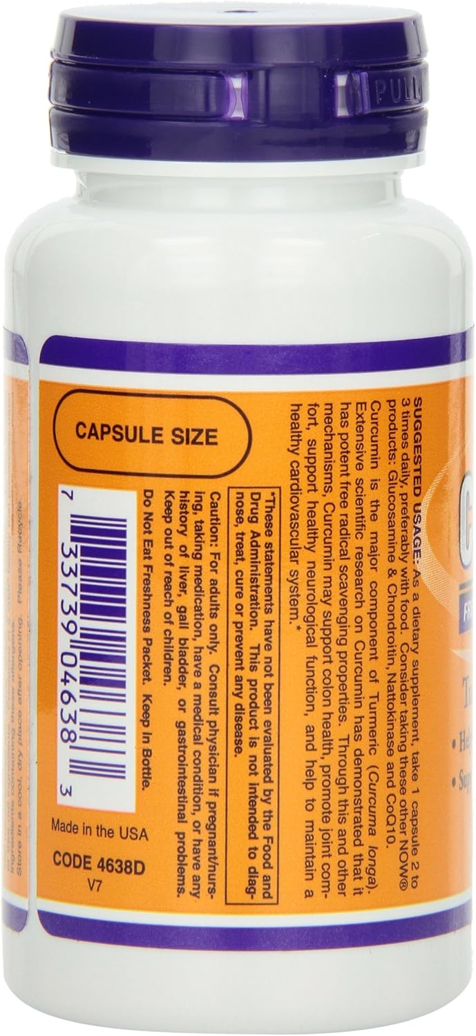 2-Pack NOW Foods Curcumin 60 VegiCapsules - Natural Turmeric Supplement for Joint Support and Overall Health