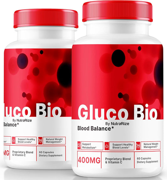 2 Pack NutraRize GlucoBio Capsules - Official Support Supplement for Overall Health - All Natural Formula - Premium Vitamin Pills - 120 Capsules