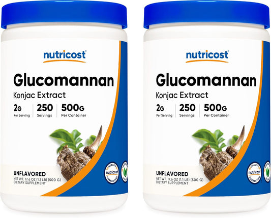 2-Pack Nutricost Glucomannan Powder 500G - Weight Loss Support Supplement